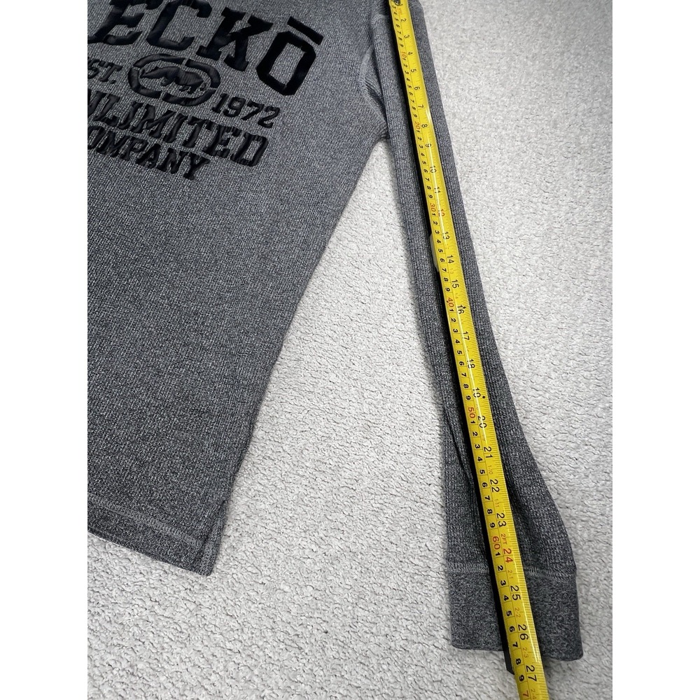 Ecko Unltd Shirt Mens L Waffle Knit Rhino Logo Gray Long Sleeve Thermal Y2K EUC - Picture 12 of 13